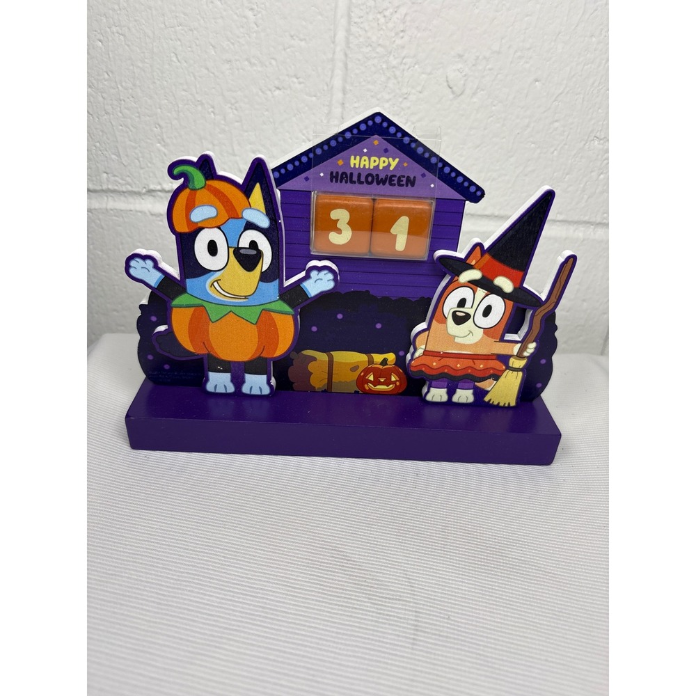 Bluey Halloween Wooden Countdown Calendar Bingo Witch Pumpkin Decor A29355